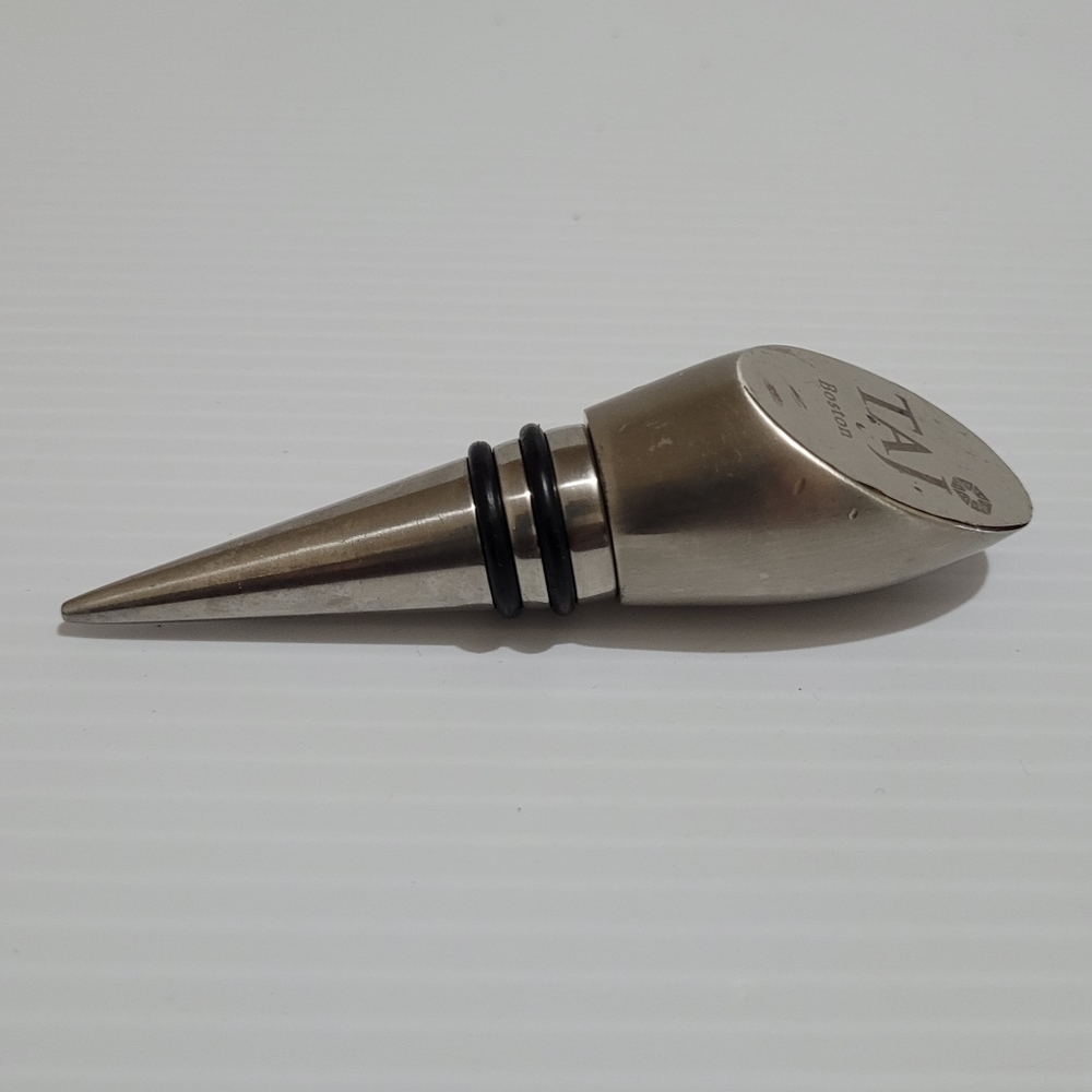 Vintage Stainless Steel Personalized Wine Bottle Stopper TAJ Boston.